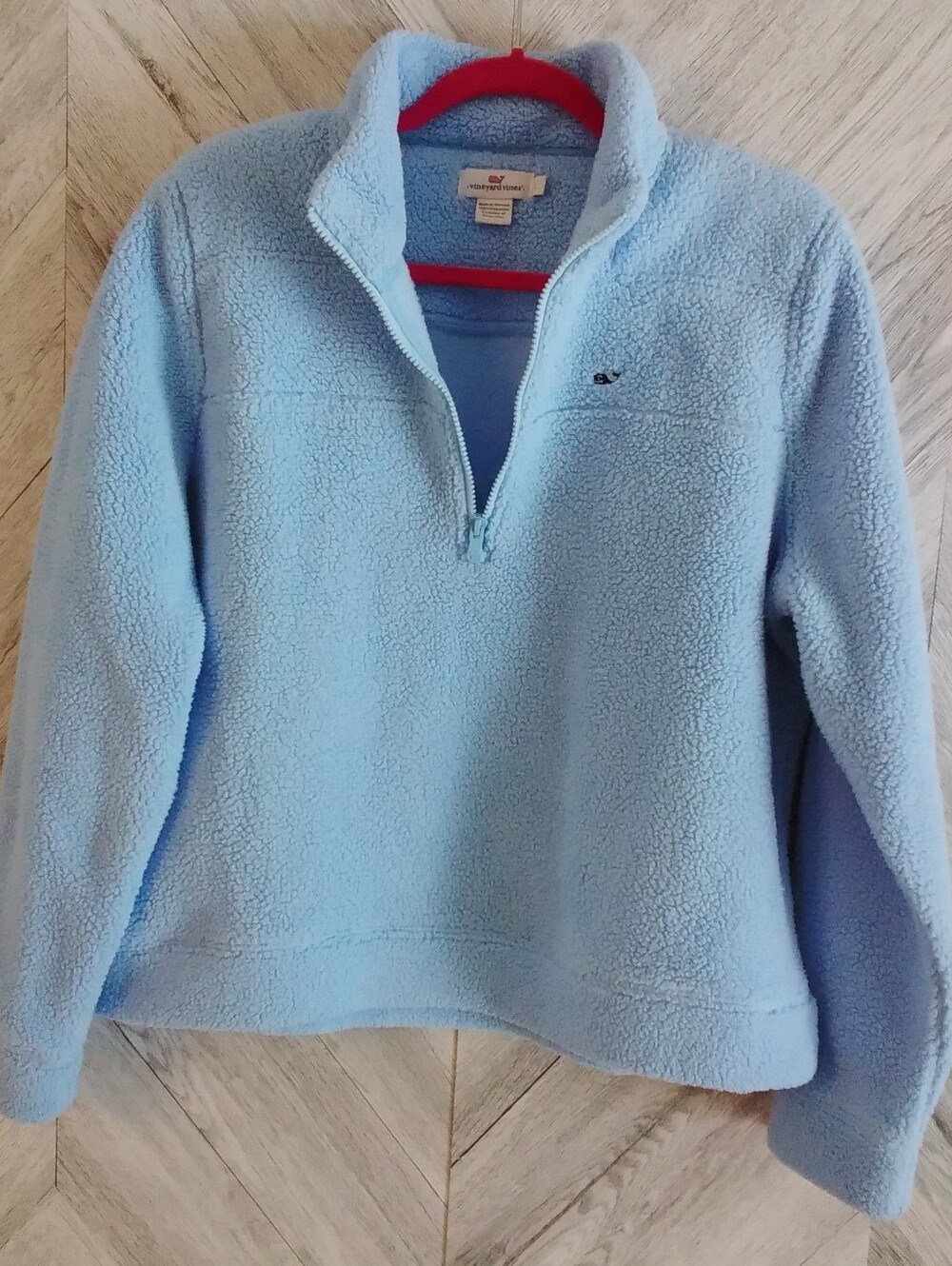 Vineyard Vines Women's Cozy Fuzzy Fleece Quarter-Zip Pullover Top Sz: L (Blue)